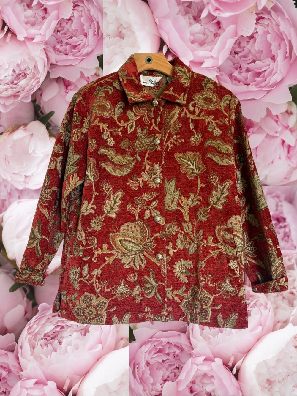Tapestry Blazer Jacket Erin London Women’s Size Small Vintage Floral